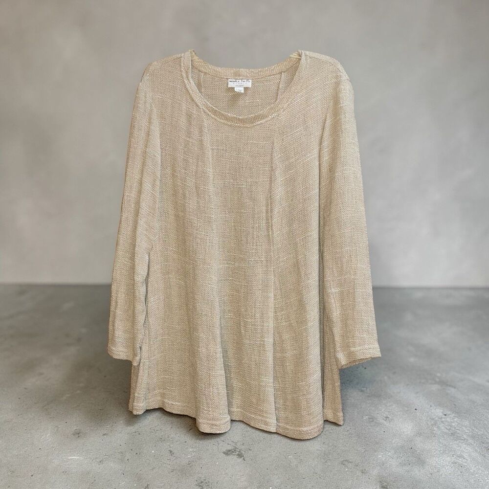 Monika Turtle Studio L Woven Linen Lagenlook Tunic Top in Burlap